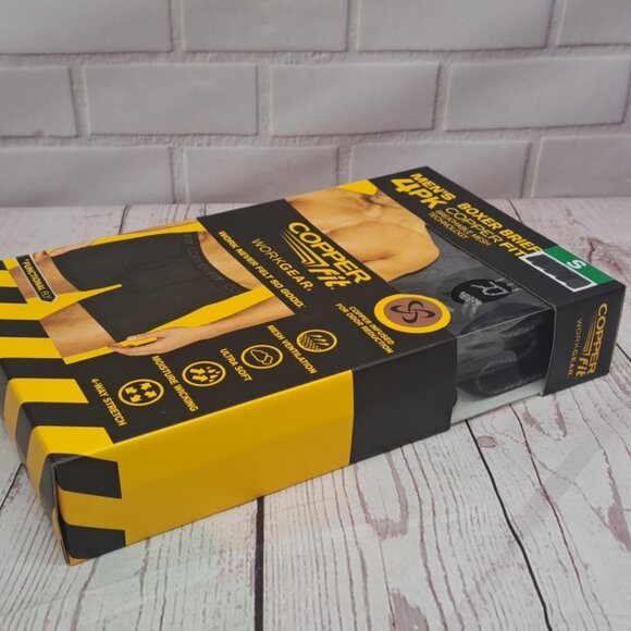 4PK Copper Fit Mens Performance Workgear Boxer Briefs S 28-30  Copper Infused - Picture 10 of 10